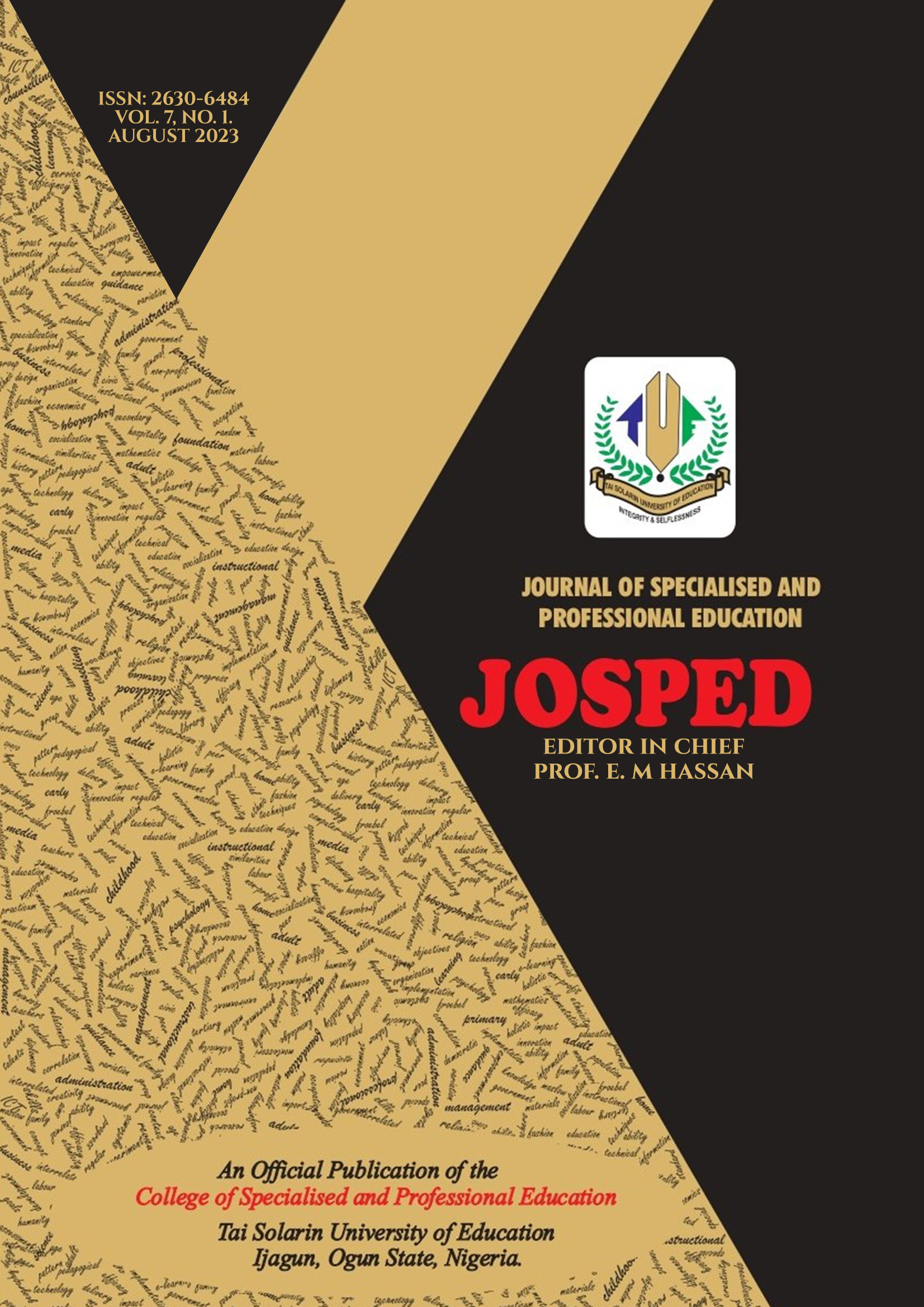 					View Vol. 7 No. 1 (2023): JOSPED, 2023
				